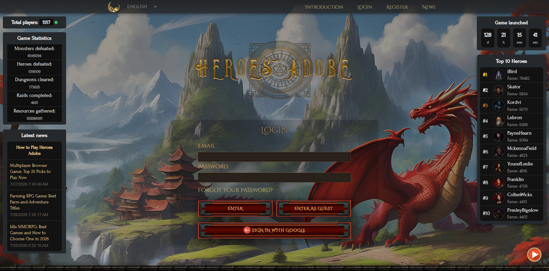 heroes adobe - a gateway to the world of Areldor